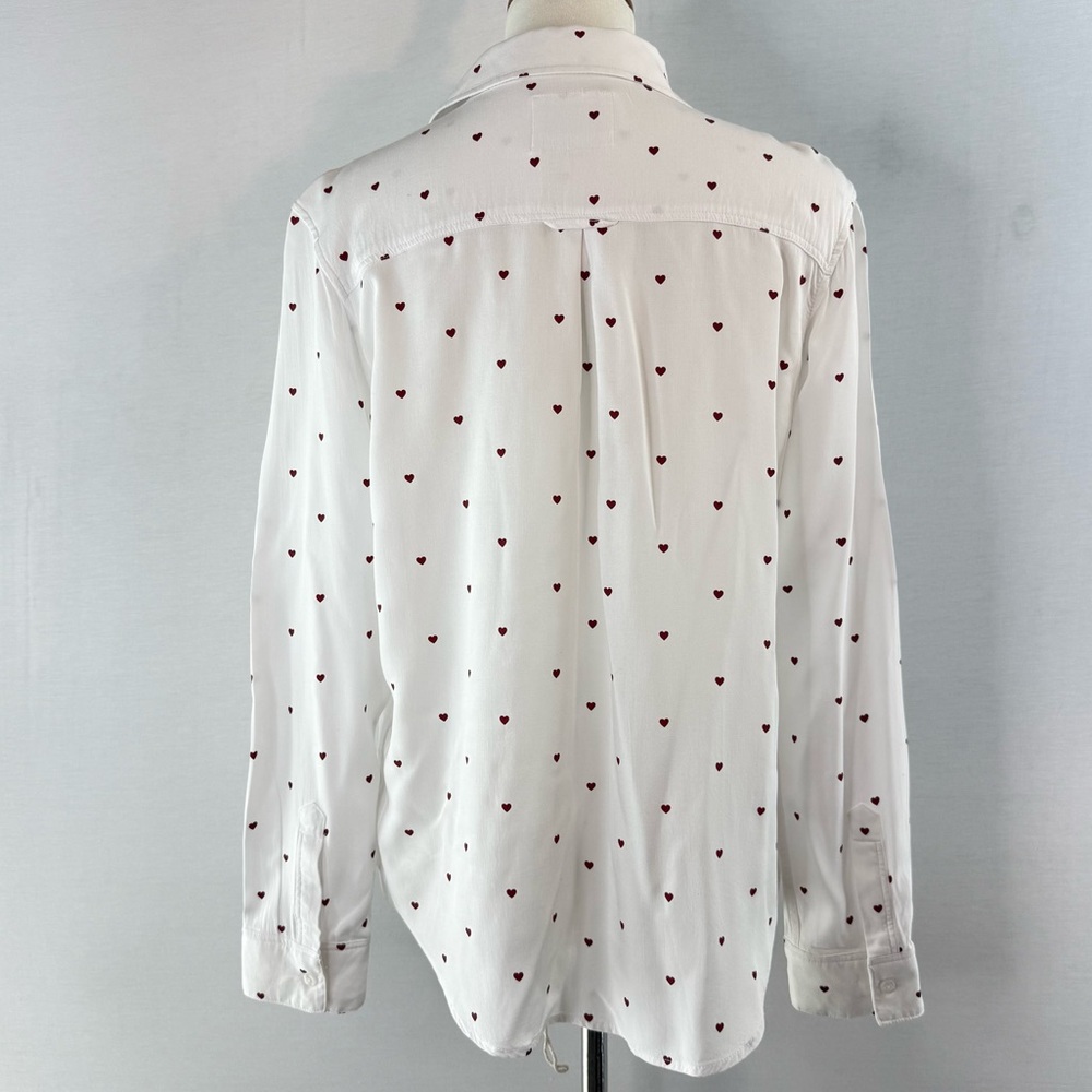Rails Rocsi White Red Hearts Button Down Shirt S - image 3